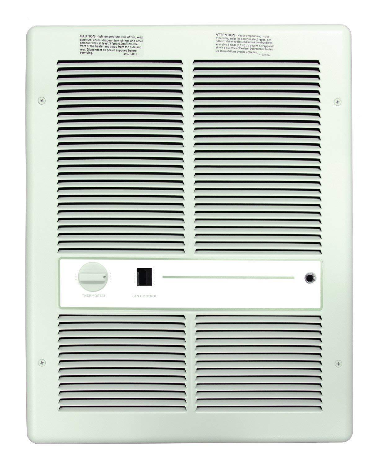 TPI 1000W 120V 3310 Series Fan Forced Wall Heater (White) - With Summer Fan Switch - 2 Pole Thermostat - E3312T2SRPW
