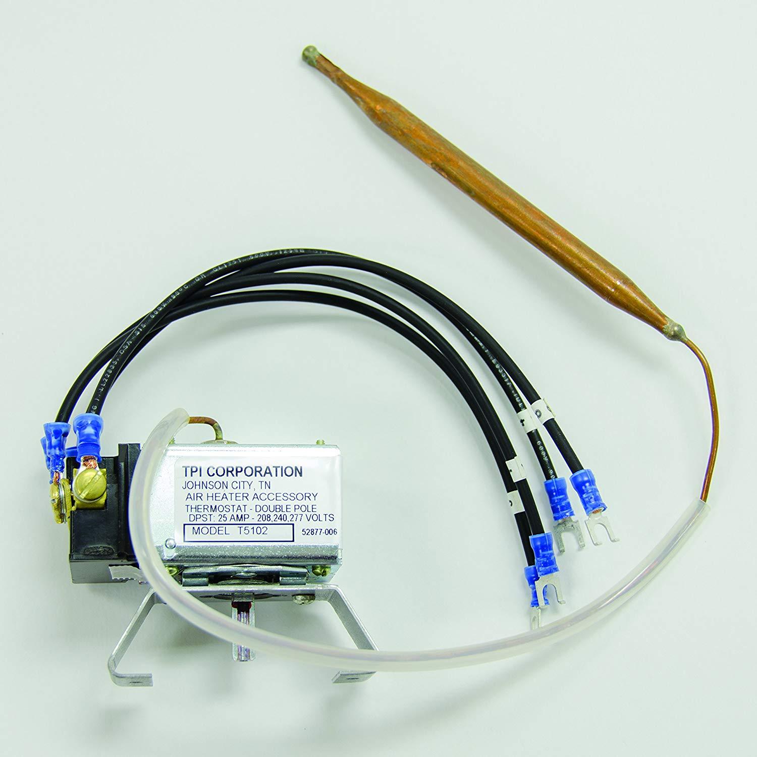 TPI Double Pole Single Throw (DPST) Line Voltage Thermostat for 5100 Series Heater Units - T5102
