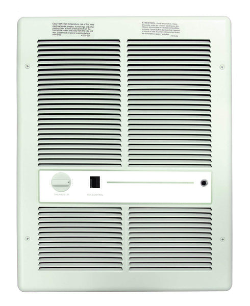 TPI Multi Watt 240/208V 3310 Series Fan Forced Wall Heater (White) - With Summer Fan Switch - 2 Pole Thermostat - HF3315T2SRPW