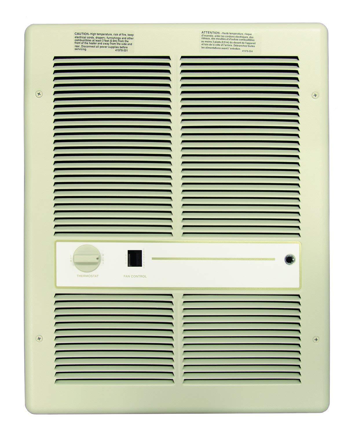 TPI Multi Watt 240/208V 3310 Series Fan Forced Wall Heater (Ivory) - With Summer Fan Switch - 2 Pole Thermostat - HF3315T2SRP
