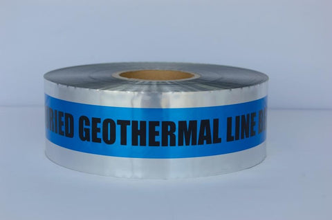 Trinity Tape Detectable Tape - Caution Buried Geothermal Line Below - Blue - 5 Mil - 3" x 1000' - D3105B27