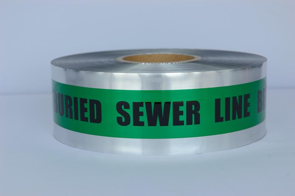 Trinity Tape Detectable Tape - Caution Buried Sewer Line Below - Green - 5 Mil - 3" x 1000' - D3105G4