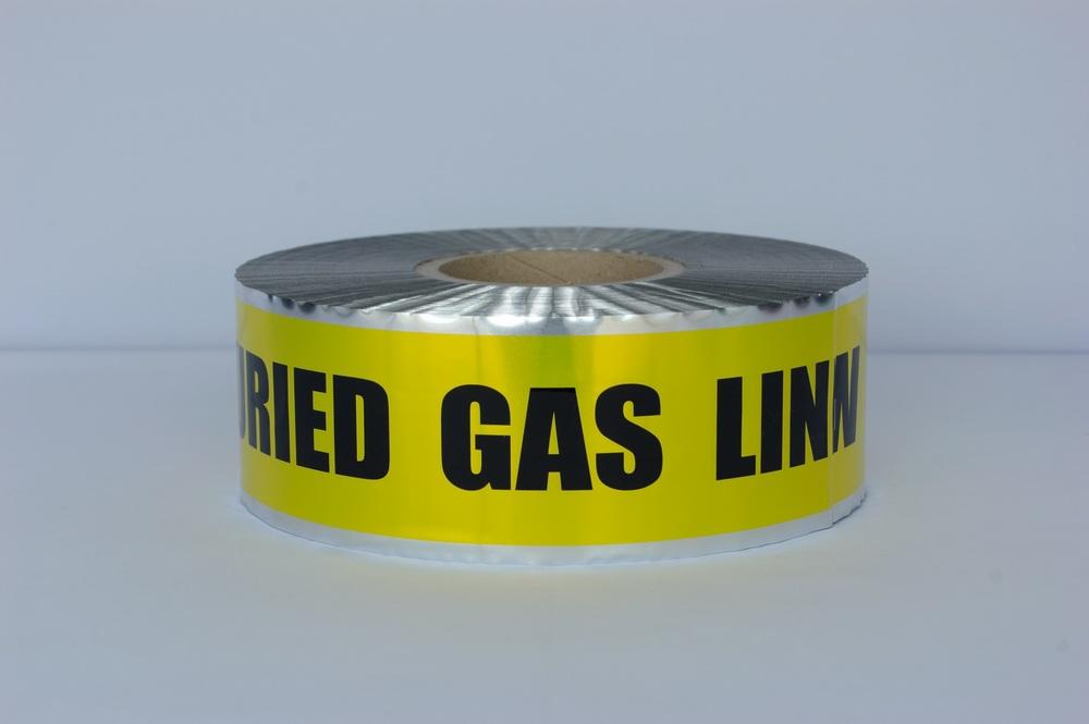 Trinity Tape Detectable Tape - Caution Buried Gas Line Below - Yellow - 5 Mil - 3" x 1000' - D3105Y5