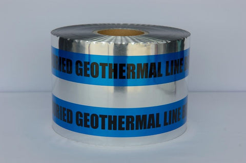 Trinity Tape Detectable Tape - Caution Buried Geothermal Line Below - Blue - 5 Mil - 6" X 1000' - D6105B27
