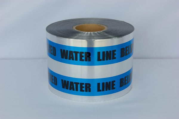 Trinity Tape Detectable Tape - Caution Buried Water Line Below - Blue - 5 Mil - 6" x 1000' - D6105B52