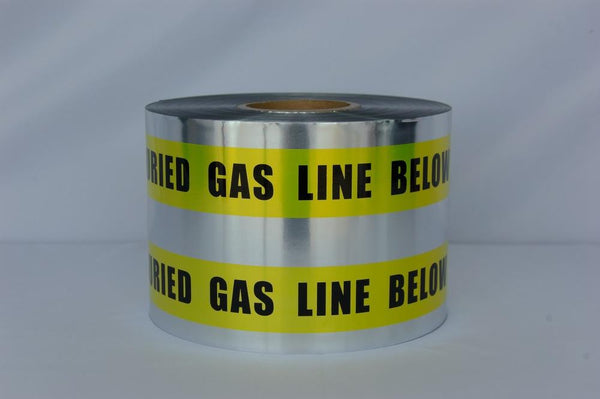 Trinity Tape Detectable Tape - Caution Buried Gas Line Below - Yellow - 5 Mil - 6" x 1000' - D6105Y5