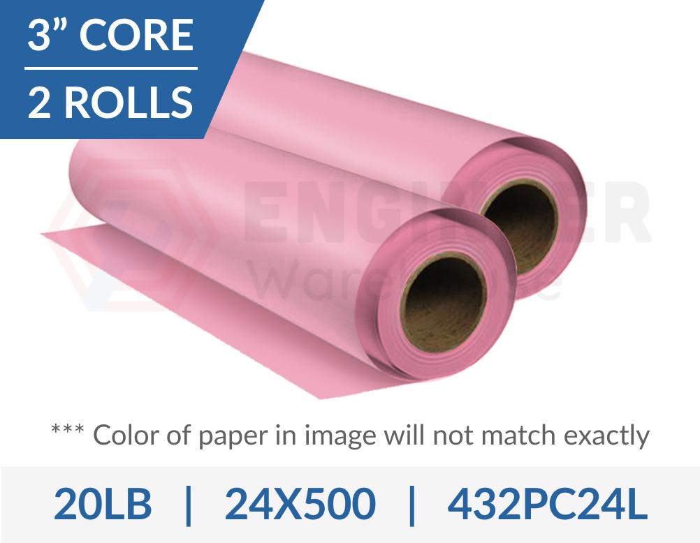 Dietzgen Tinted 20lb Engineering bond - Pink, 24" x 500', 2 Rolls per Carton - 432PC24L