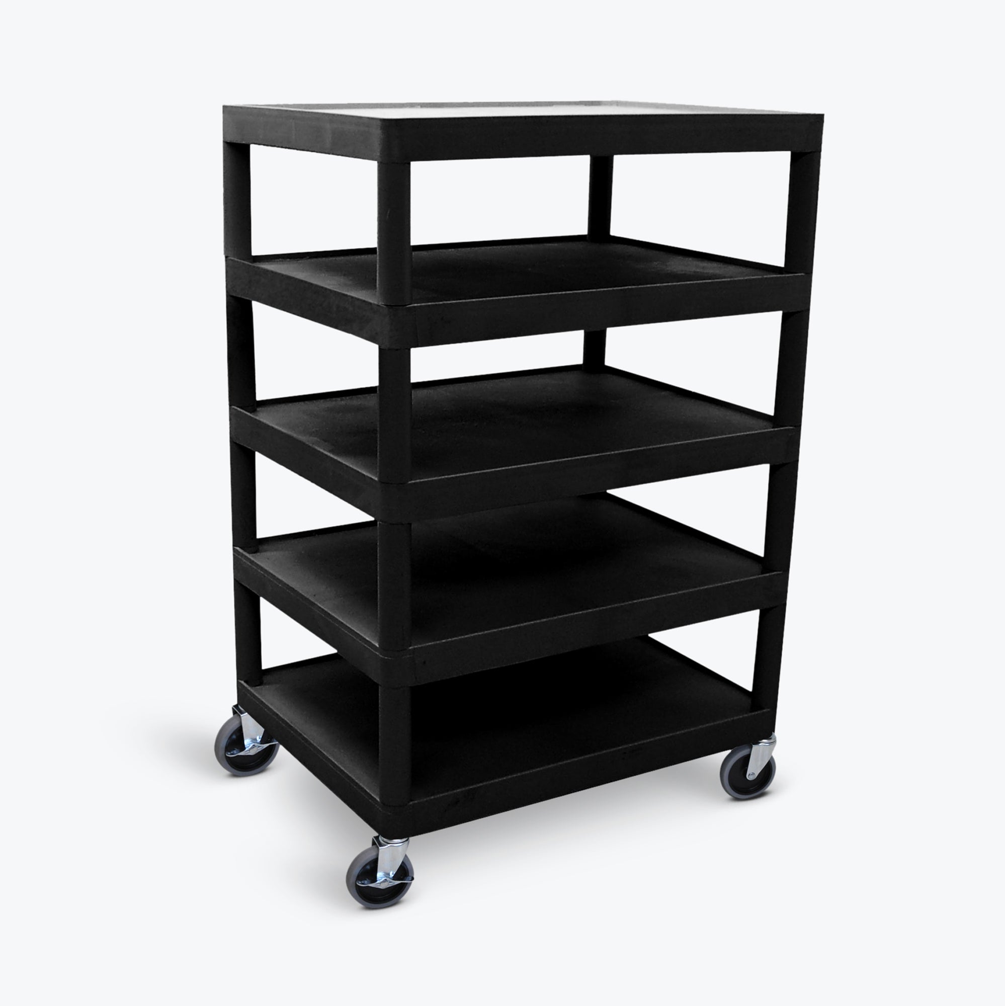 Luxor 5-Flat Shelf Utility Cart 32"W x 24"D x 48"H (Black) - BC55-B