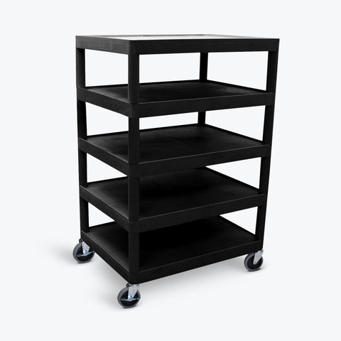 Luxor 5-Flat Shelf Utility Cart 32"W x 24"D x 48"H (Black) - BC55-B