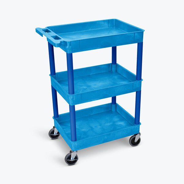 Luxor 3-Tub Shelf Cart 24"W x18"D x 39.25"H (Blue) - BUSTC111BU