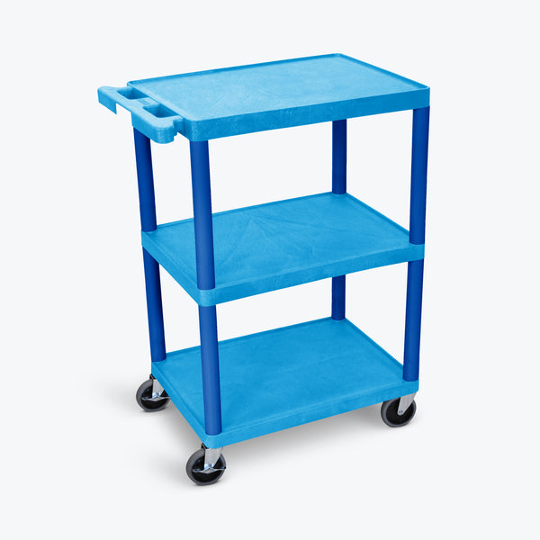 Luxor 3-Flat Shelf Cart 24"W x 18"D x 32"H (Blue) - BUSTC222BU