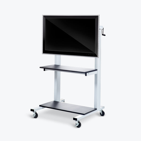 Luxor Crank-Adjustable TV Cart 30"W x 29.5"D x 50.5" to 66.25"H (Gray) - CLCD