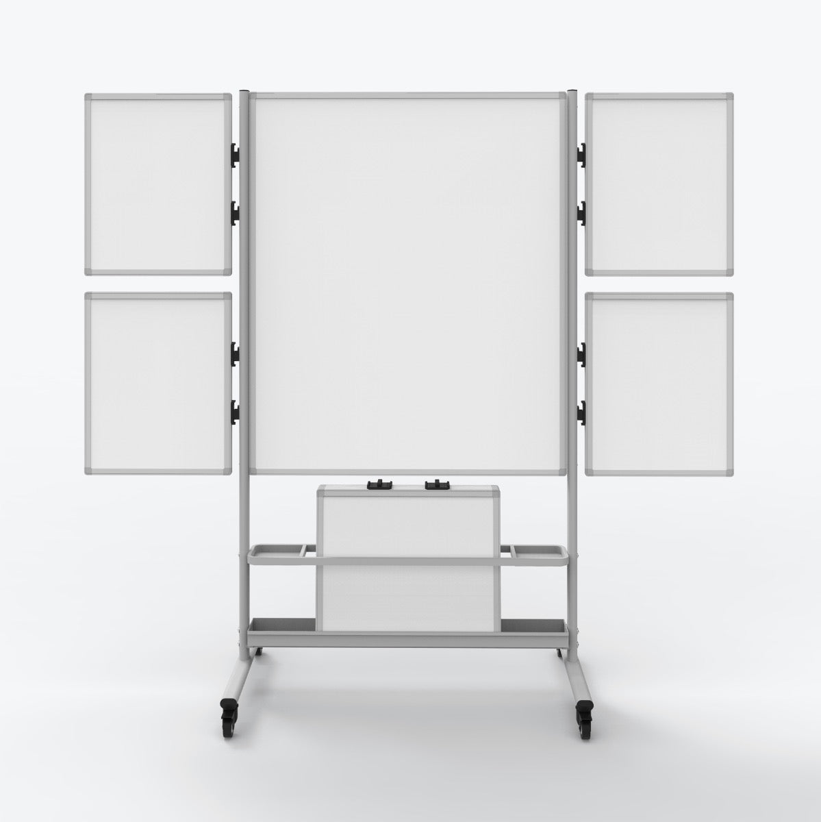 Luxor Mobile Collaboration Station Whiteboard w/ 4 Small Attachable Boards 82.25"W x 23.7"D x 76.4"H (White) - COLLAB-STATION
