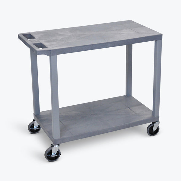 Luxor 18" x 32" 2-Flat Shelf Cart 32"W x 18"D x 30.5"H (Gray) - EC22-G