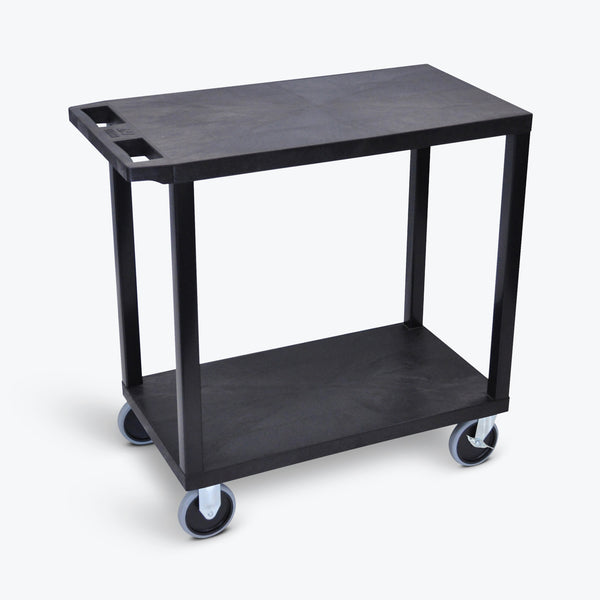 Luxor 18" x 32" 2-Flat Shelf Cart 32"W x 18"D x 31.5"H (Black) - EC22HD-B