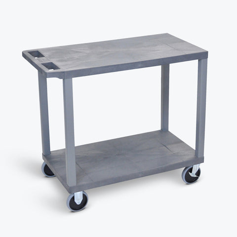 Luxor 18" x 32" 2-Flat Shelf Cart 32"W x 18"D x 31.5"H (Gray) - EC22HD-G