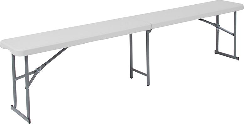 Flash Furniture 10.25''W x 71''L Bi-Fold Granite White Plastic Bench with Carrying Handle - RB-1172FH-GG