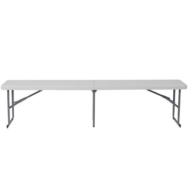 Flash Furniture 10.25''W x 71''L Bi-Fold Granite White Plastic Bench with Carrying Handle - RB-1172FH-GG