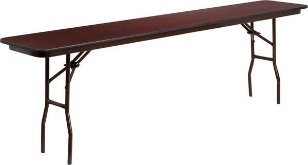 Flash Furniture 18'' x 96'' Rectangular High Pressure Mahogany Laminate Folding Training Table - YT-1896-HIGH-WAL-GG
