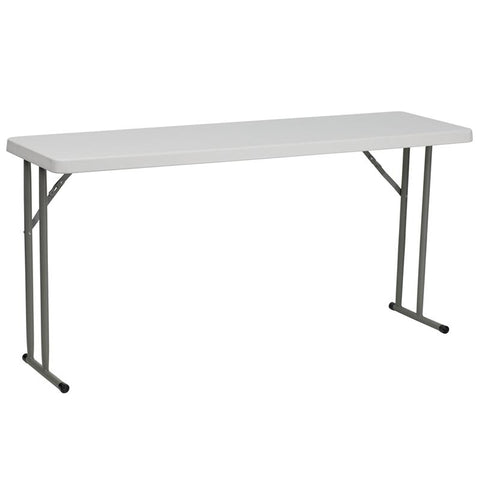 Flash Furniture 18''W x 60''L Granite White Plastic Folding Training Table - RB-1860-GG