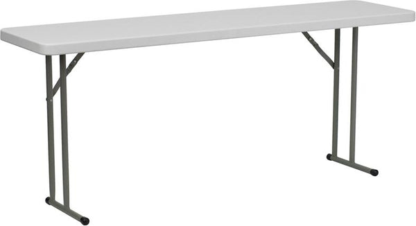 Flash Furniture 18''W x 72''L Granite White Plastic Folding Training Table - DAD-YCZ-180-GW-GG