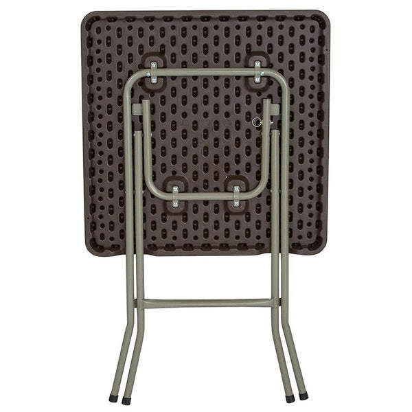 Flash Furniture 23.5'' Square Brown Rattan Plastic Folding Table - DAD-FT60-GG