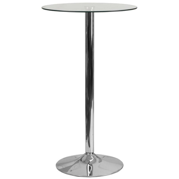 Flash Furniture 23.75'' Round Glass Table with 41.75''H Chrome Base - CH-3-GG
