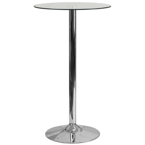 Flash Furniture 23.75'' Round Glass Table with 41.75''H Chrome Base - CH-3-GG