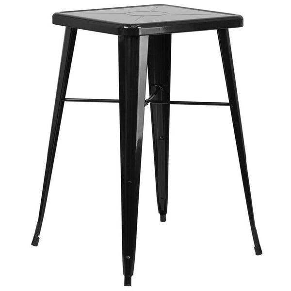 Flash Furniture 23.75'' Square Black Metal Indoor-Outdoor Bar Height Table - CH-31330-BK-GG