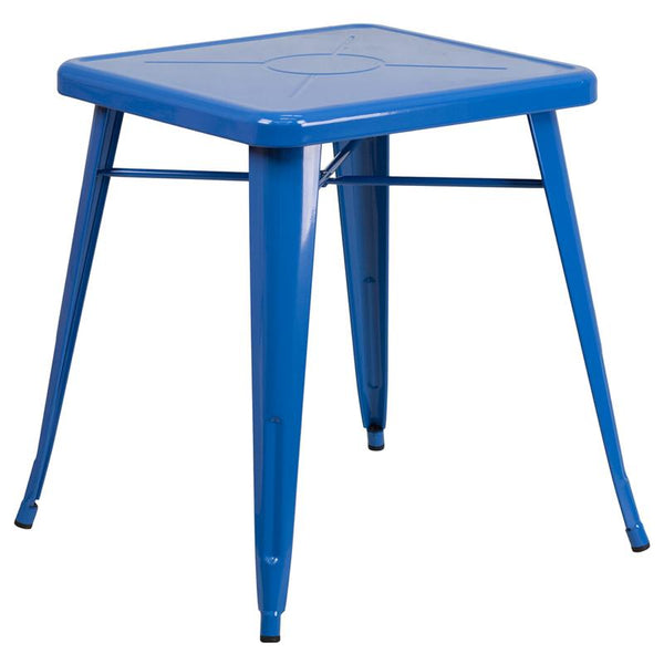 Flash Furniture 23.75'' Square Blue Metal Indoor-Outdoor Table - CH-31330-29-BL-GG
