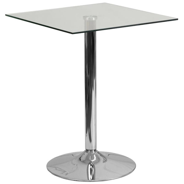Flash Furniture 23.75'' Square Glass Table with 30''H Chrome Base - CH-4-GG
