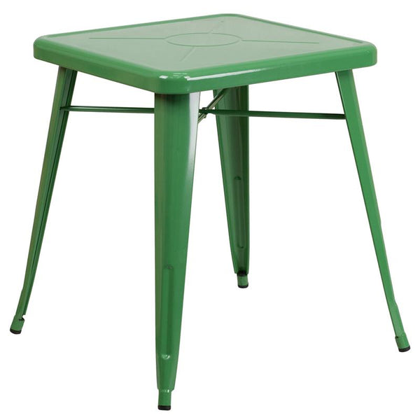 Flash Furniture 23.75'' Square Green Metal Indoor-Outdoor Table - CH-31330-29-GN-GG
