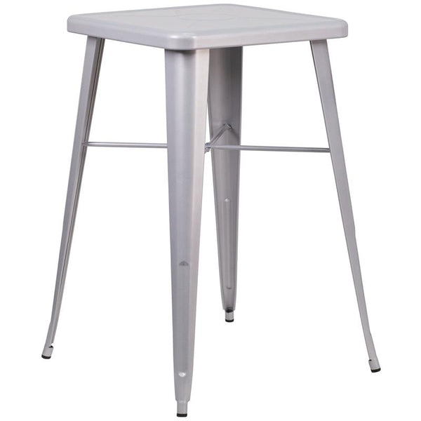 Flash Furniture 23.75'' Square Silver Metal Indoor-Outdoor Bar Height Table - CH-31330-SIL-GG