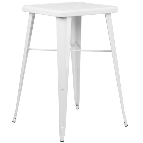 Flash Furniture 23.75'' Square White Metal Indoor-Outdoor Bar Height Table - CH-31330-WH-GG