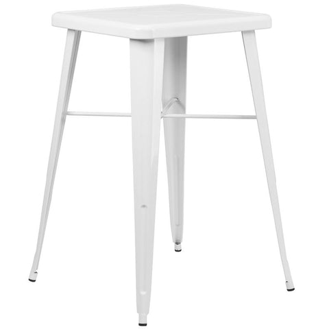 Flash Furniture 23.75'' Square White Metal Indoor-Outdoor Bar Height Table - CH-31330-WH-GG