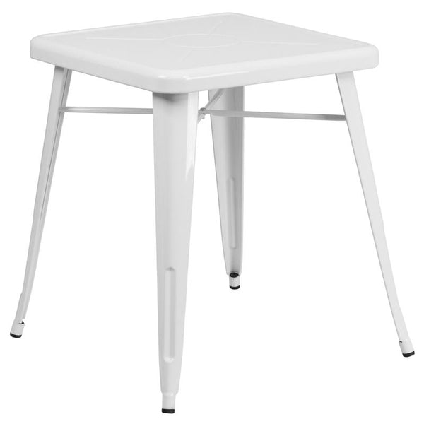 Flash Furniture 23.75'' Square White Metal Indoor-Outdoor Table - CH-31330-29-WH-GG