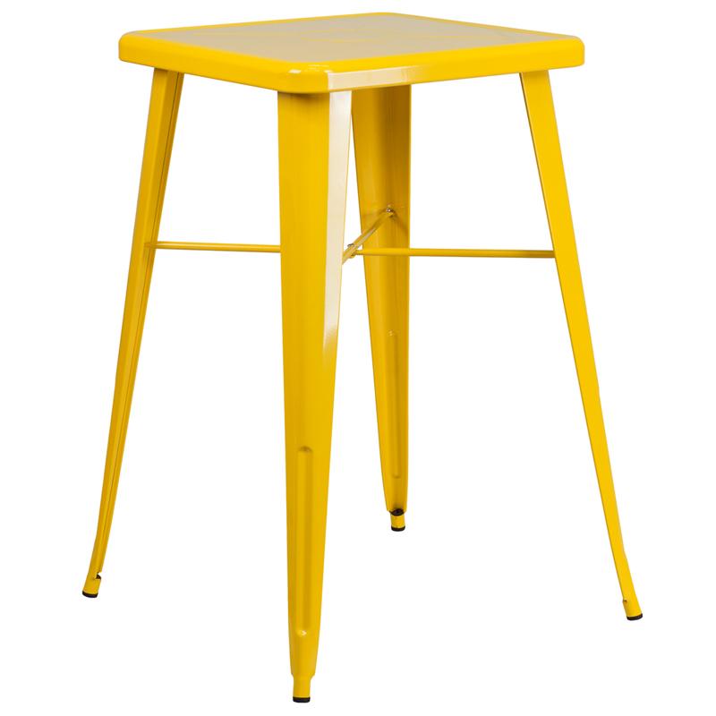 Flash Furniture 23.75'' Square Yellow Metal Indoor-Outdoor Bar Height Table - CH-31330-YL-GG