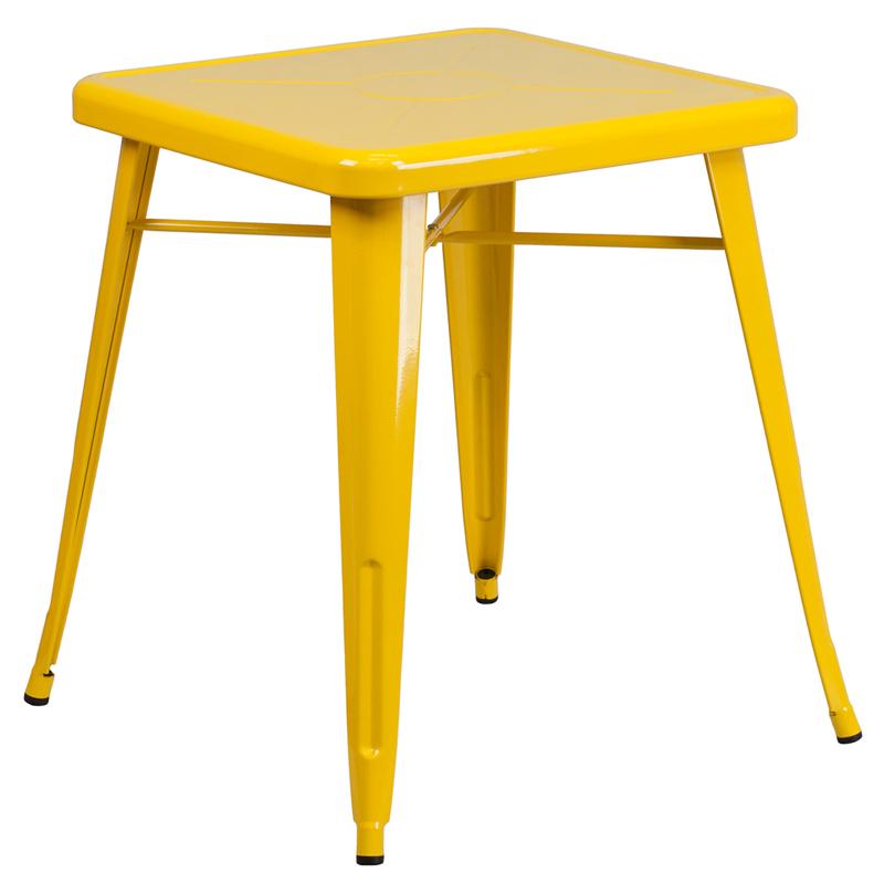 Flash Furniture 23.75'' Square Yellow Metal Indoor-Outdoor Table - CH-31330-29-YL-GG