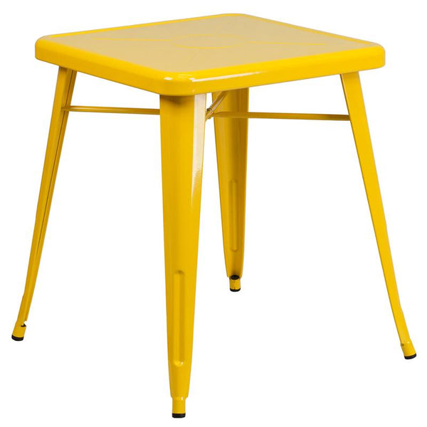 Flash Furniture 23.75'' Square Yellow Metal Indoor-Outdoor Table - CH-31330-29-YL-GG