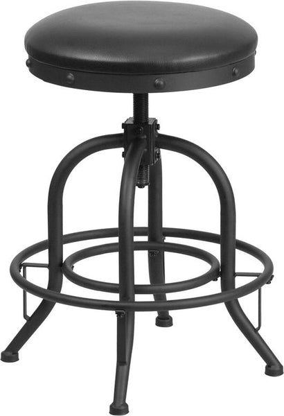 Flash Furniture 24'' Counter Height Stool with Swivel Lift Black Leather Seat - ET-BR542-224-GG