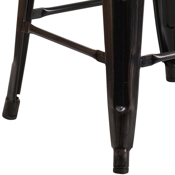 Flash Furniture 24" High Backless Black-Antique Gold Metal Counter Height Stool with Square Wood Seat - CH-31320-24-BQ-WD-GG