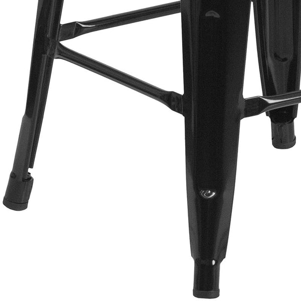 Flash Furniture 24" High Backless Black Metal Counter Height Stool with Square Wood Seat - CH-31320-24-BK-WD-GG