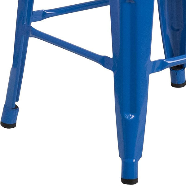 Flash Furniture 24" High Backless Blue Metal Counter Height Stool with Square Wood Seat - CH-31320-24-BL-WD-GG