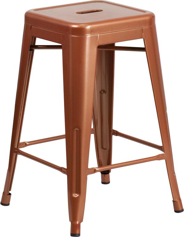 Flash Furniture 24'' High Backless Copper Indoor-Outdoor Counter Height Stool - ET-BT3503-24-POC-GG