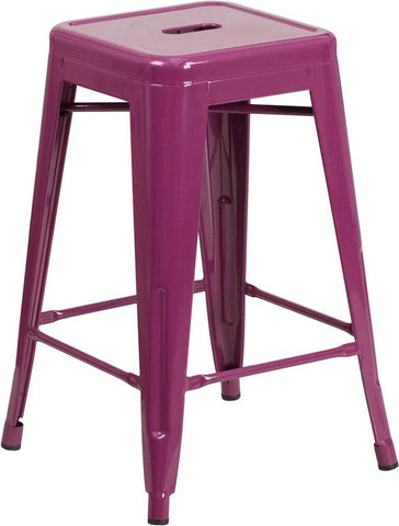 Flash Furniture 24'' High Backless Purple Indoor-Outdoor Counter Height Stool - ET-BT3503-24-PUR-GG