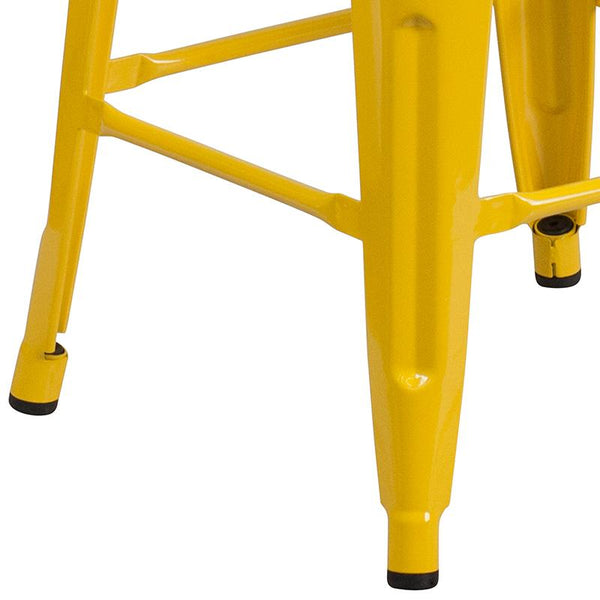 Flash Furniture 24" High Backless Yellow Metal Counter Height Stool with Square Wood Seat - CH-31320-24-YL-WD-GG