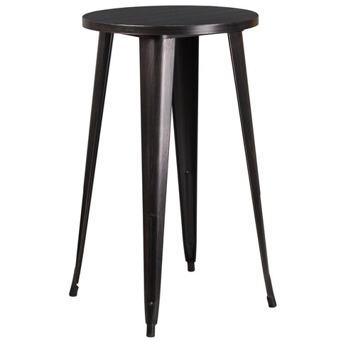 Flash Furniture 24'' Round Black-Antique Gold Metal Indoor-Outdoor Bar Height Table - CH-51080-40-BQ-GG