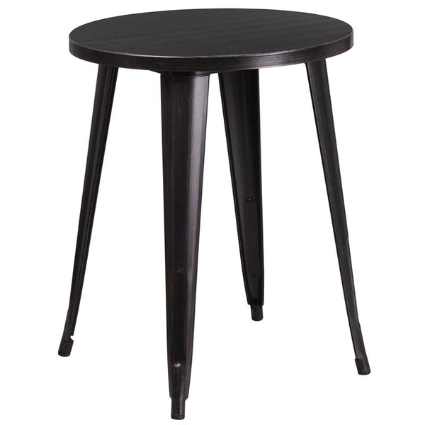 Flash Furniture 24'' Round Black-Antique Gold Metal Indoor-Outdoor Table - CH-51080-29-BQ-GG