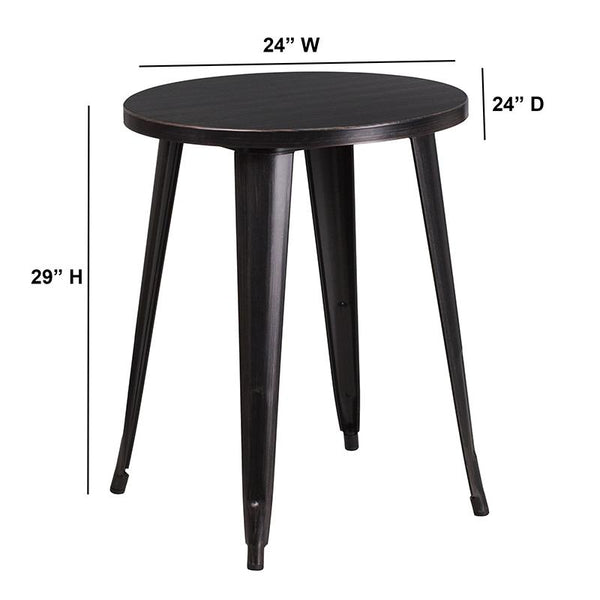 Flash Furniture 24'' Round Black-Antique Gold Metal Indoor-Outdoor Table - CH-51080-29-BQ-GG