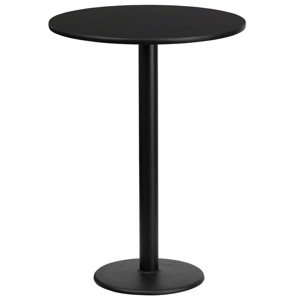 Flash Furniture 24'' Round Black Laminate Table Top with 18'' Round Bar Height Table Base - XU-RD-24-BLKTB-TR18B-GG